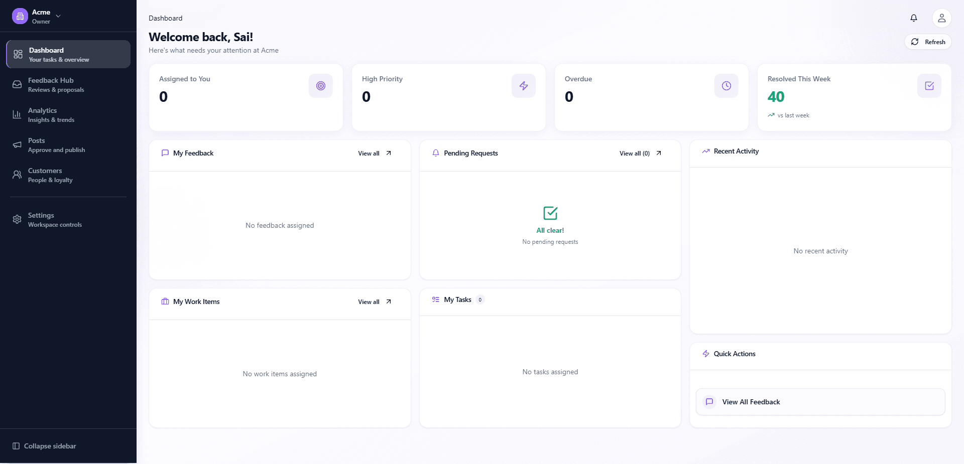 Satiaphic dashboard view