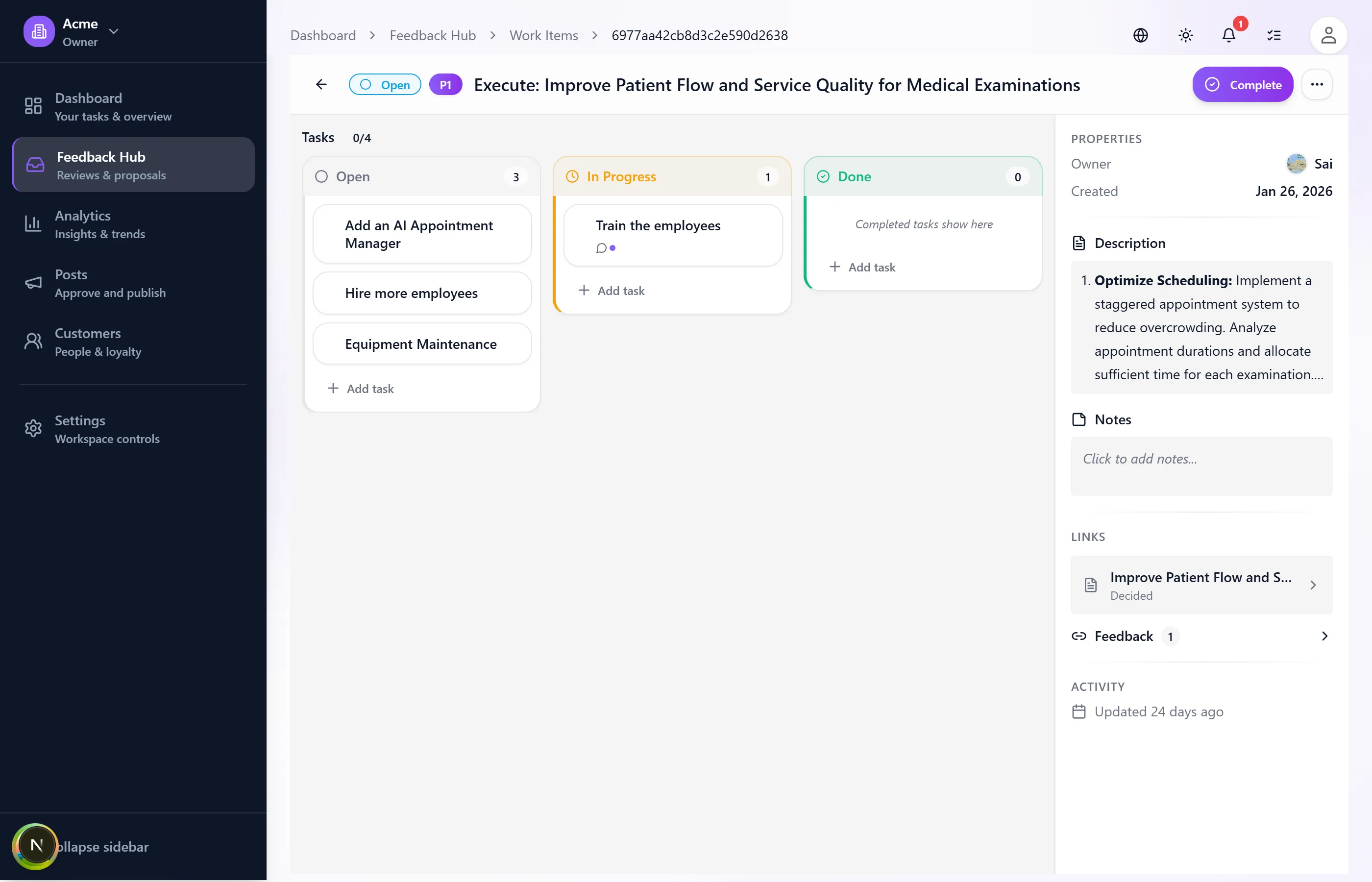 Create proposals, assign owners